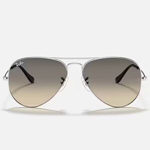 Ray-Ban RB3025 Unisex Brow Bar Aviator Sunglasses 55mm Silver/Gray Gradient